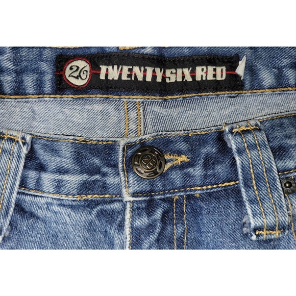 VINTAGE 90s Twenty Six Red Sz 36 Blue Jean Denim Shorts style #R3000 EUC Juggalo - Picture 1 of 7